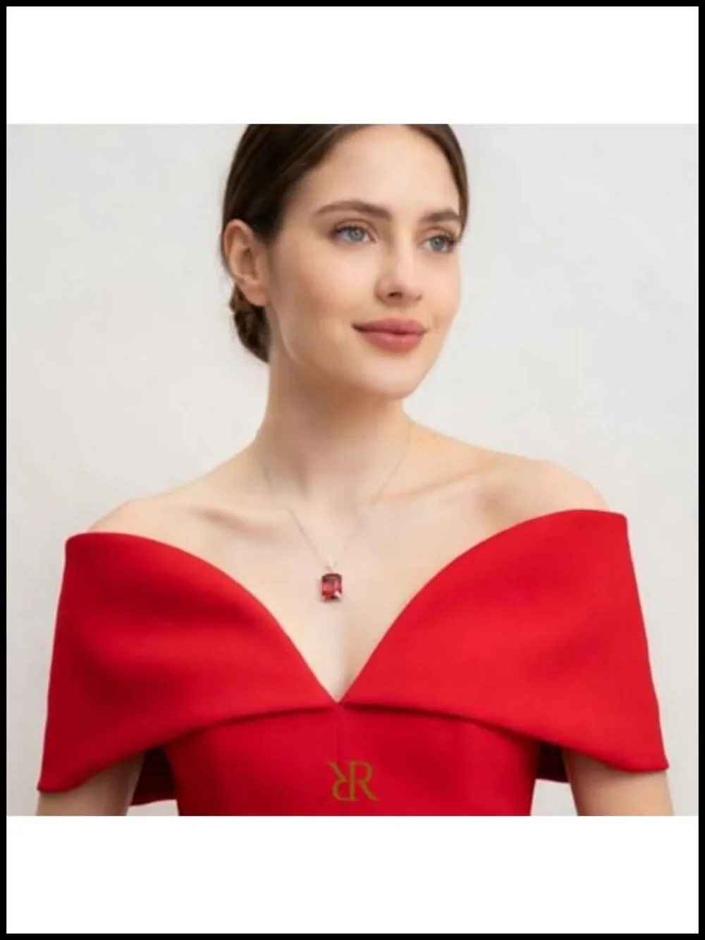 Rectangular Radiant Cut CZ Solitaire Pendant Necklace - 18K White Gold Plated